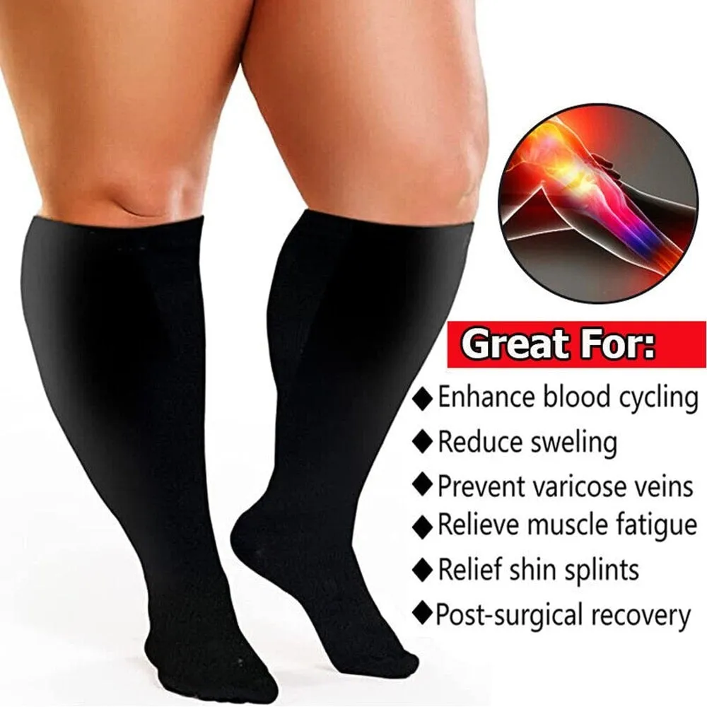 1pair Calf Compression Knee High Stockings for Men Women Anti Varices Sports Running