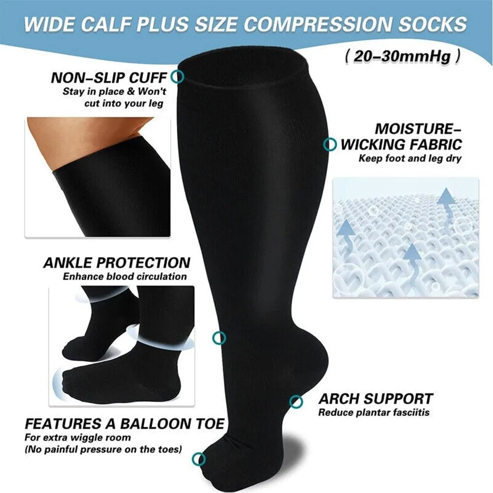 1pair Calf Compression Knee High Stockings for Men Women Anti Varices Sports Running