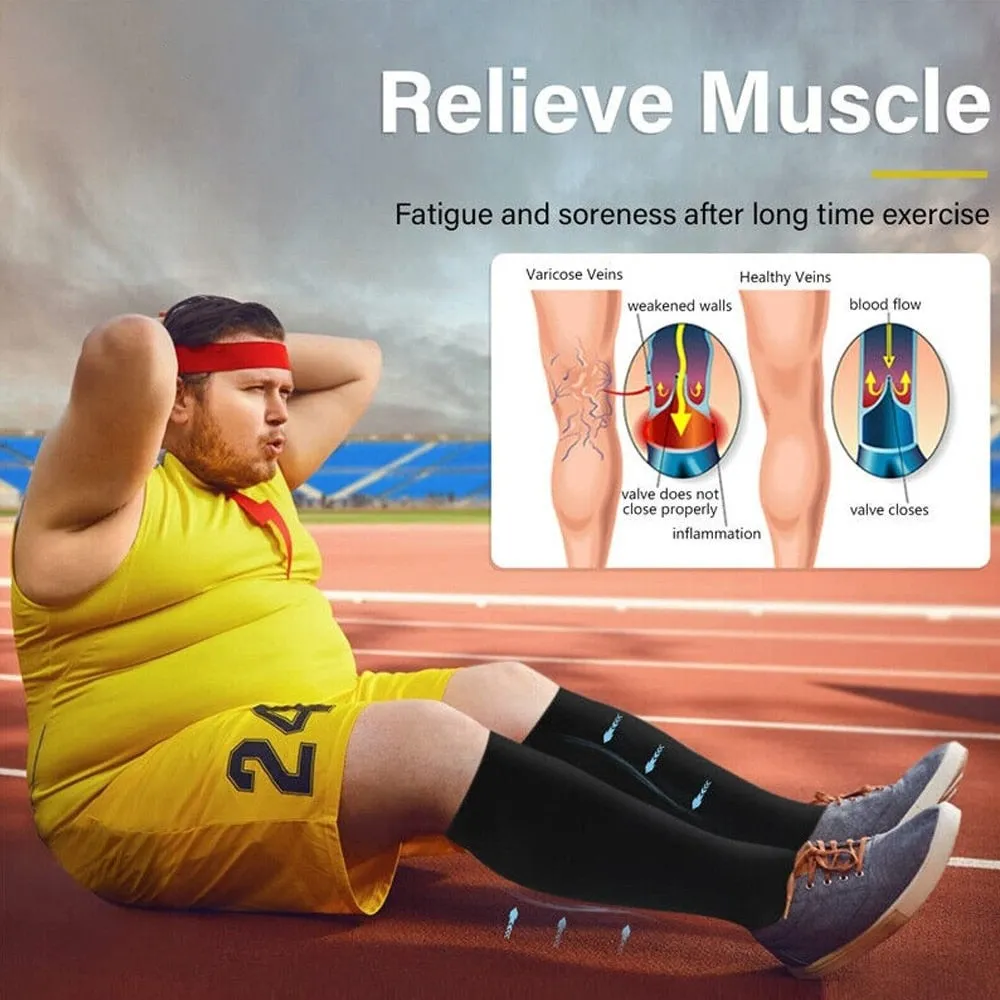 1pair Calf Compression Knee High Stockings for Men Women Anti Varices Sports Running