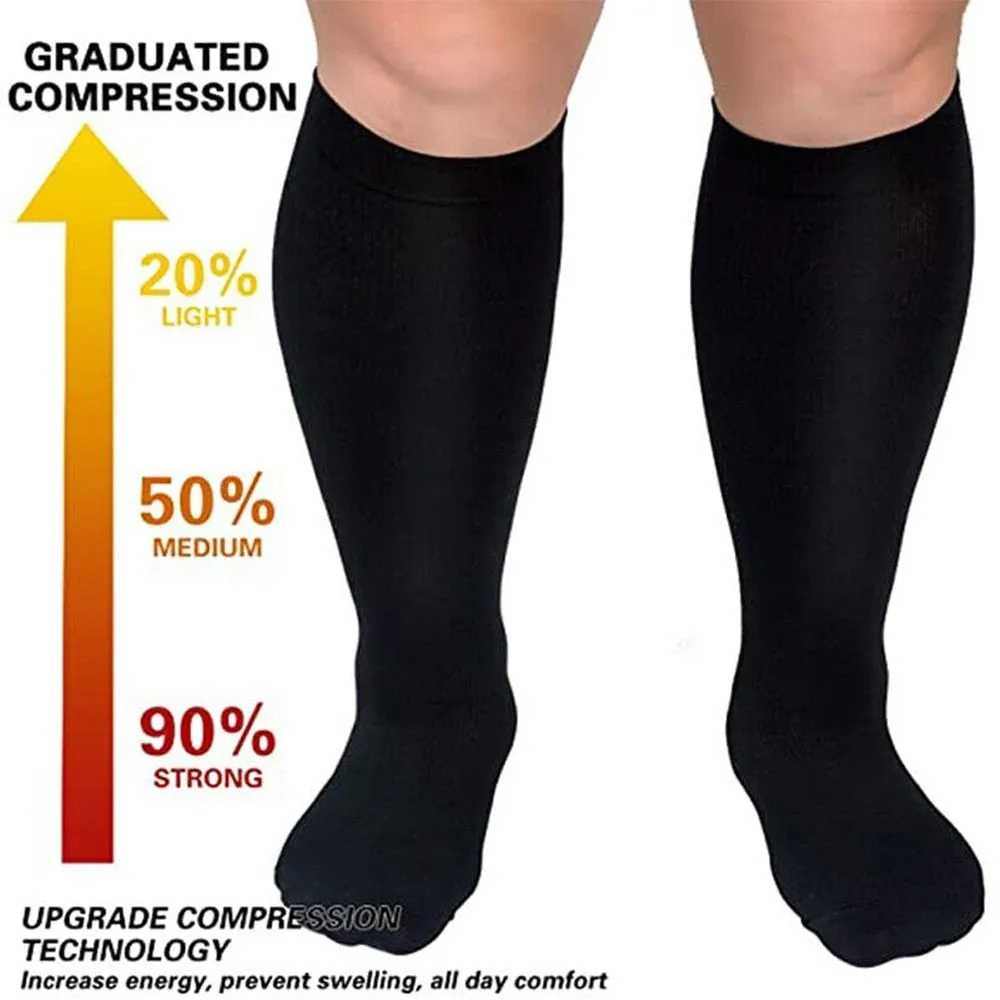 1pair Calf Compression Knee High Stockings for Men Women Anti Varices Sports Running