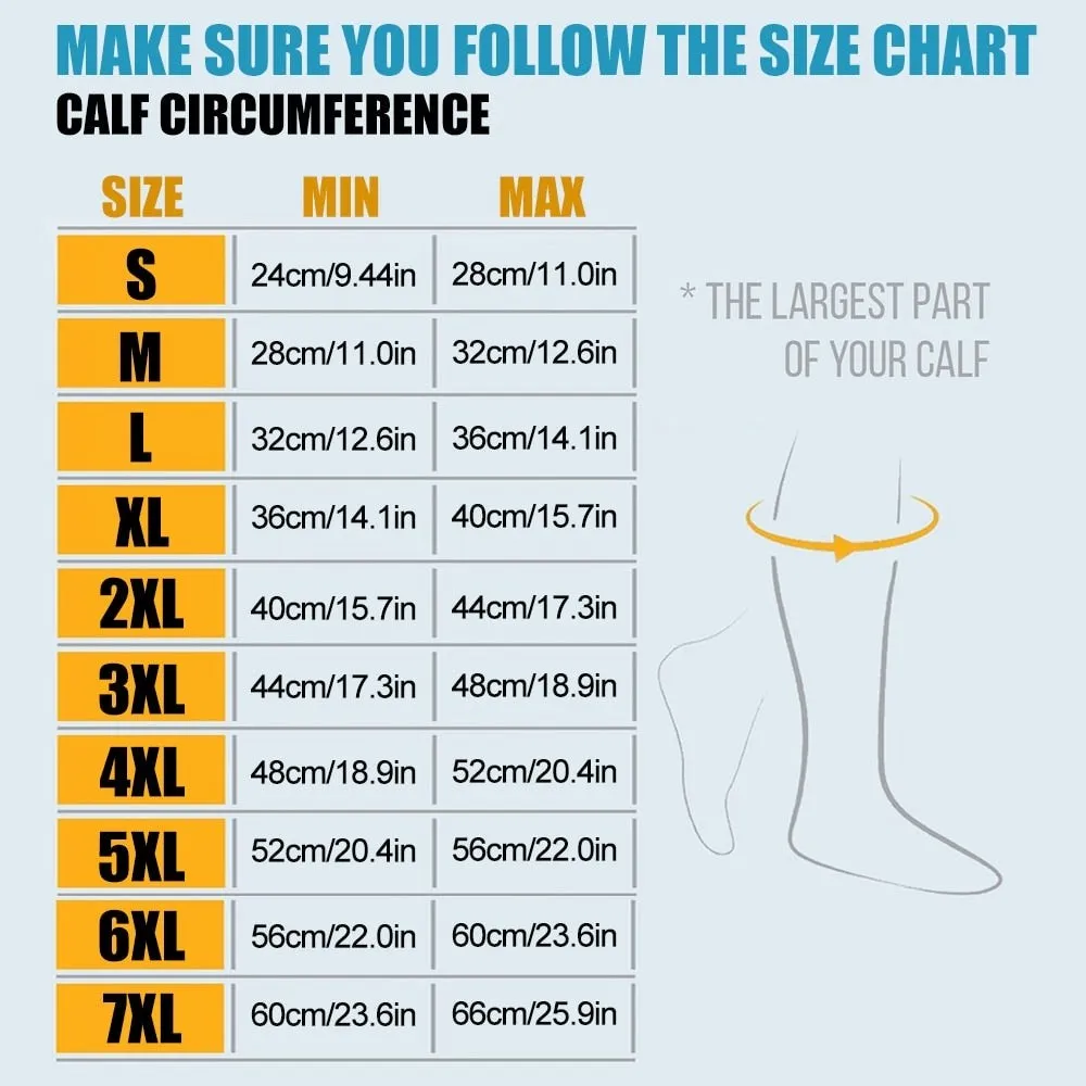 1pair Calf Compression Knee High Stockings for Men Women Anti Varices Sports Running