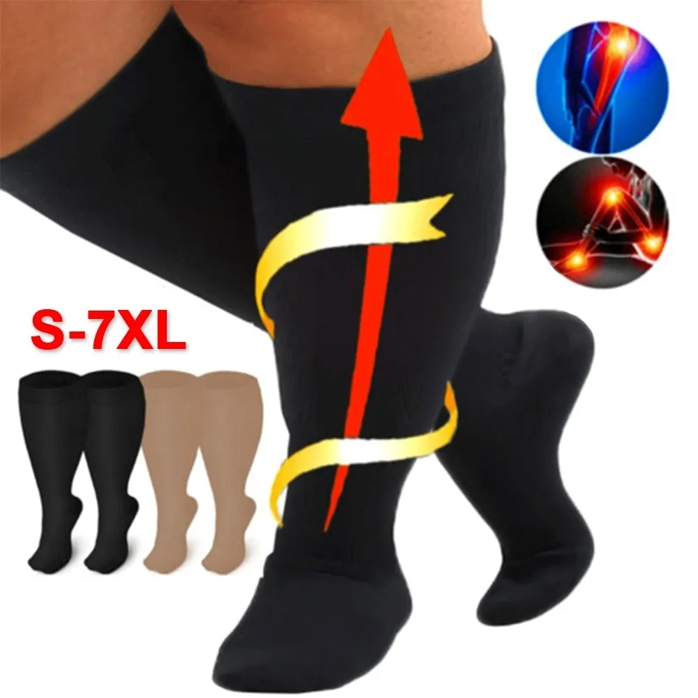 1pair Calf Compression Knee High Stockings for Men Women Anti Varices Sports Running