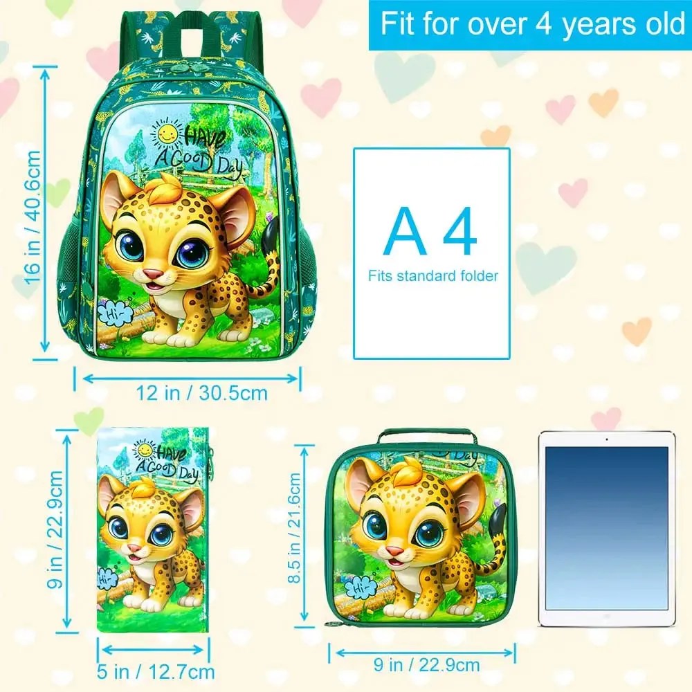 3 Piece Boys Backpack Set 16 Inch Elementary School Bookbag Lunch Box