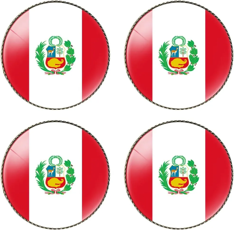 4 Pcs Peru Flag Pin Round 1 Inch, Lapel Pins Souvenir Badge for Hat Clothes Backpack,Peruvian Flag Brooch Accessories Party Favors,Patriotic Pin Accessories for Men/Women