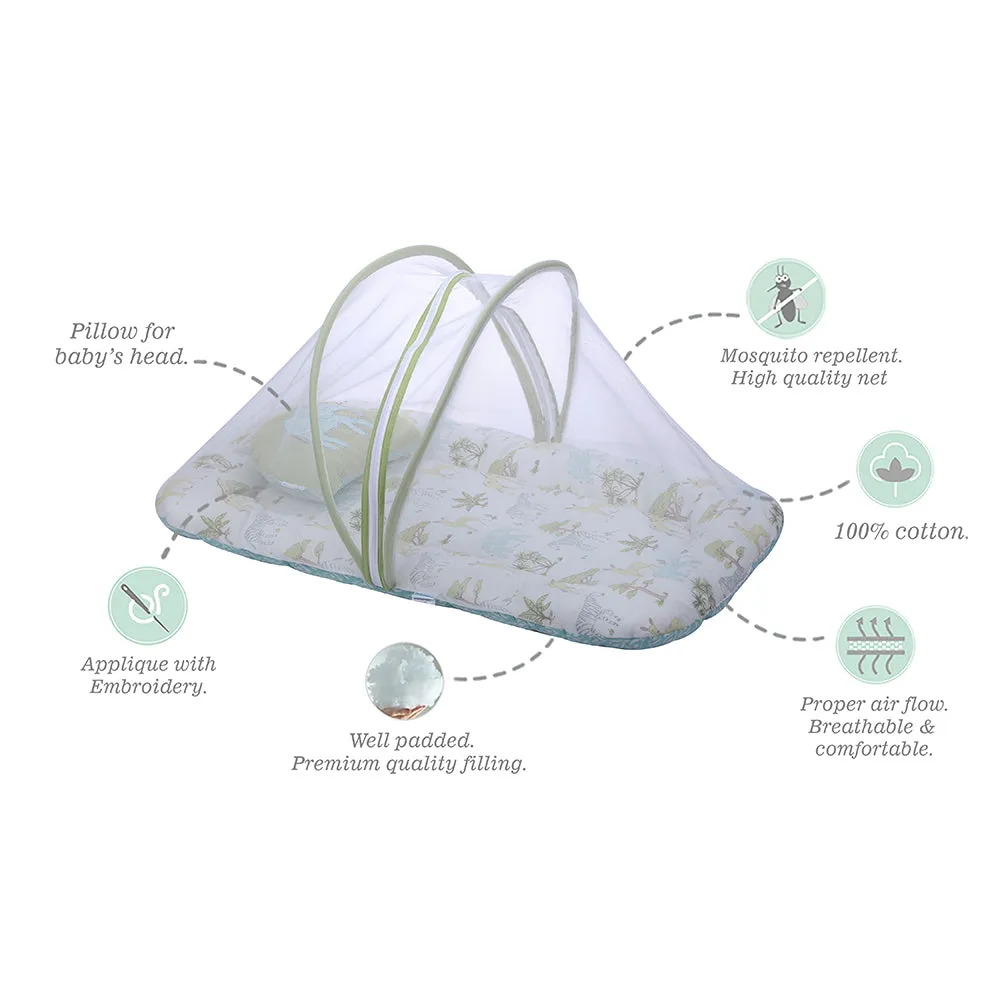 Abracadabra Gadda Set with Mosquito Net & Shaped Pillow Savanna Theme - Green