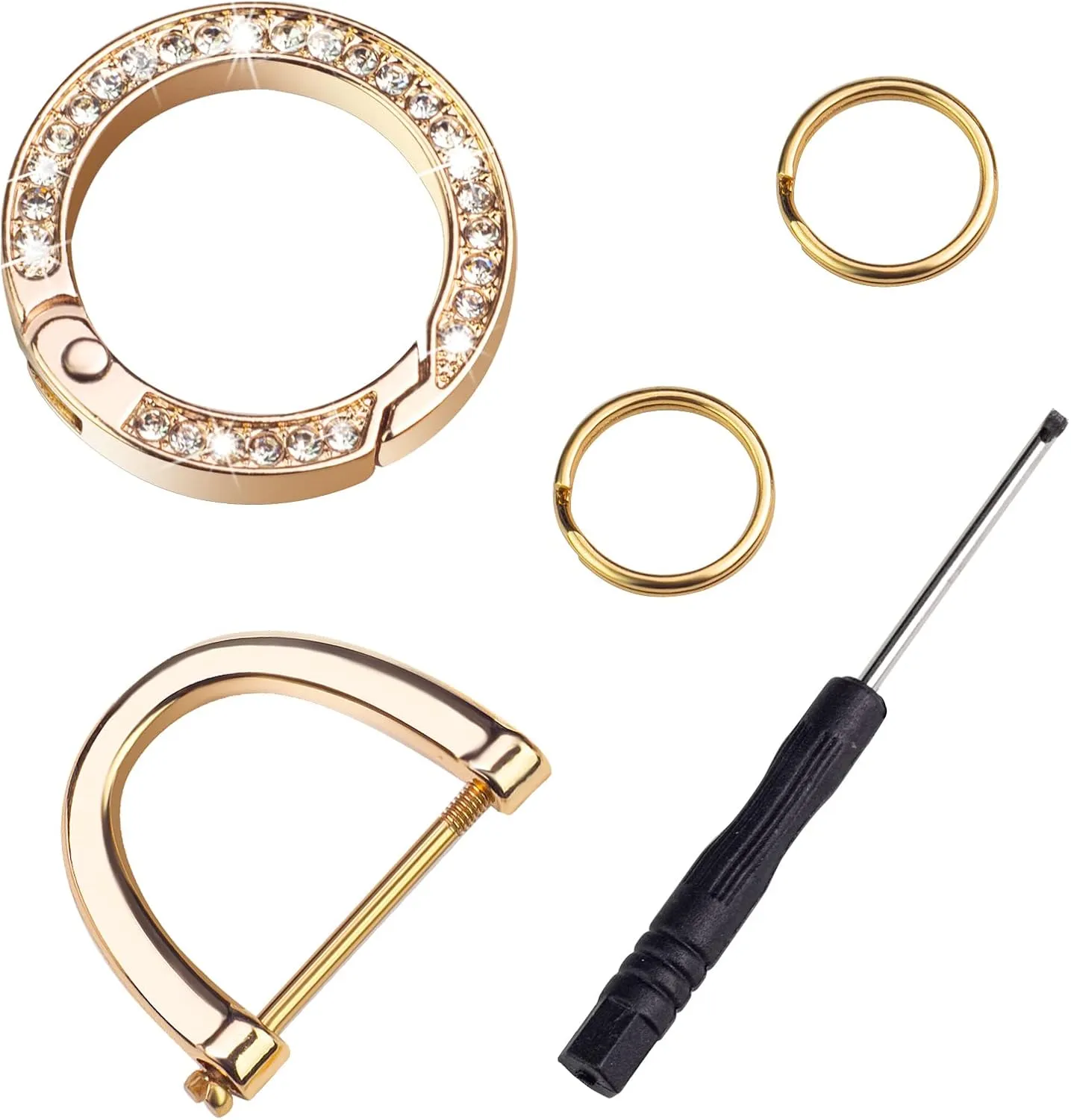Gold Bling Rhinestones keychain Fingerprint Resistant Plating Metal Key Chain Ring