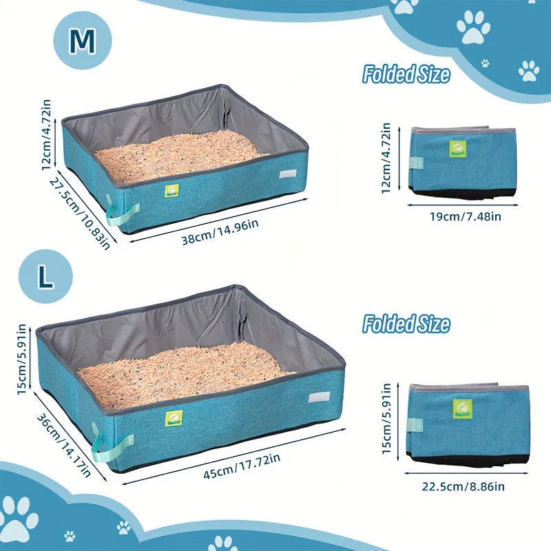 ITANDME Portable & Collapsible Litter Box - Leak-Proof, Waterproof Oxford Material- Easy for travel