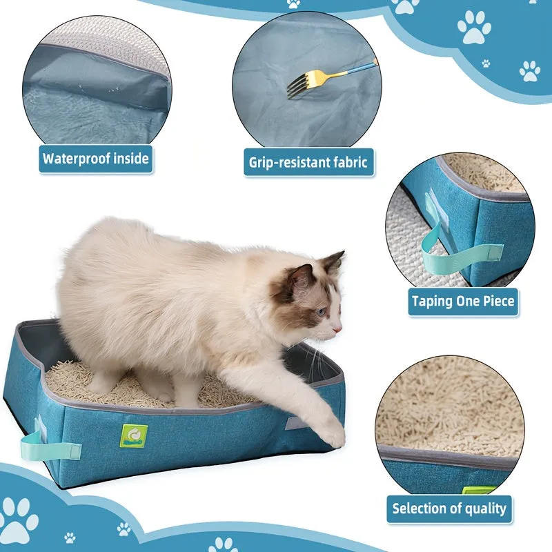 ITANDME Portable & Collapsible Litter Box - Leak-Proof, Waterproof Oxford Material- Easy for travel