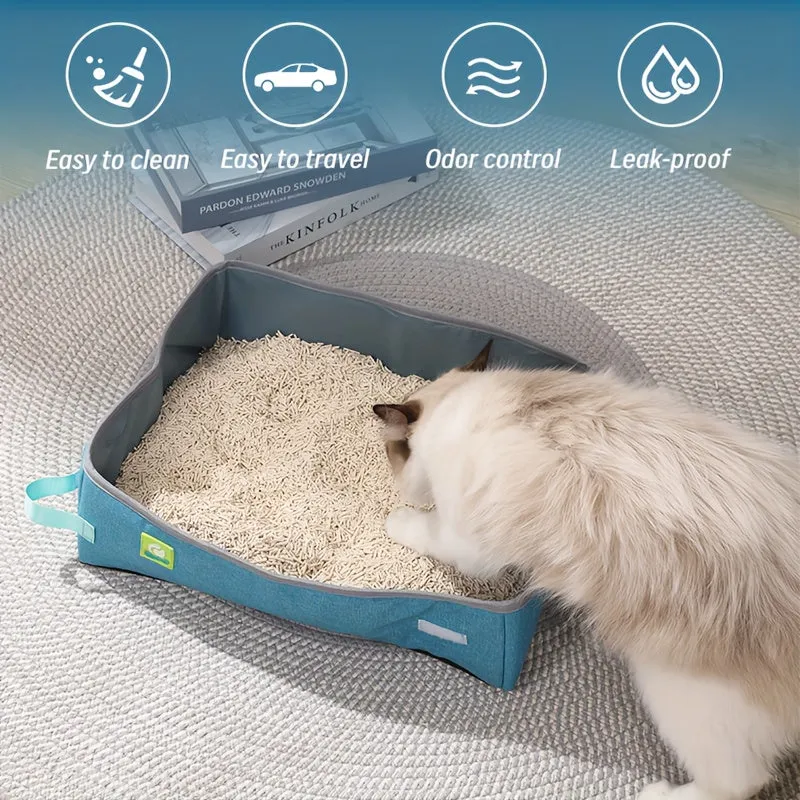 ITANDME Portable & Collapsible Litter Box - Leak-Proof, Waterproof Oxford Material- Easy for travel