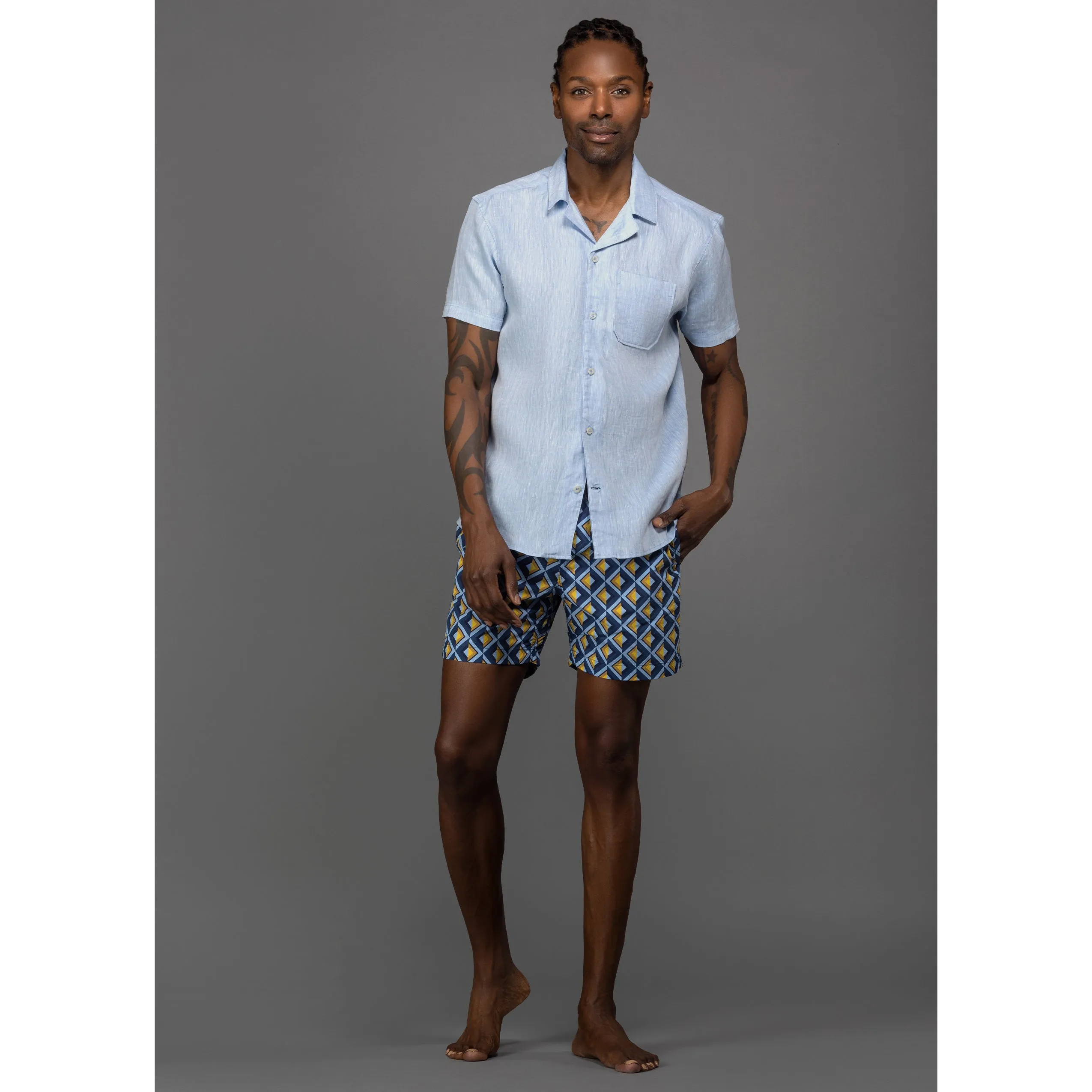 Sky Pure Linen Camp Shirt