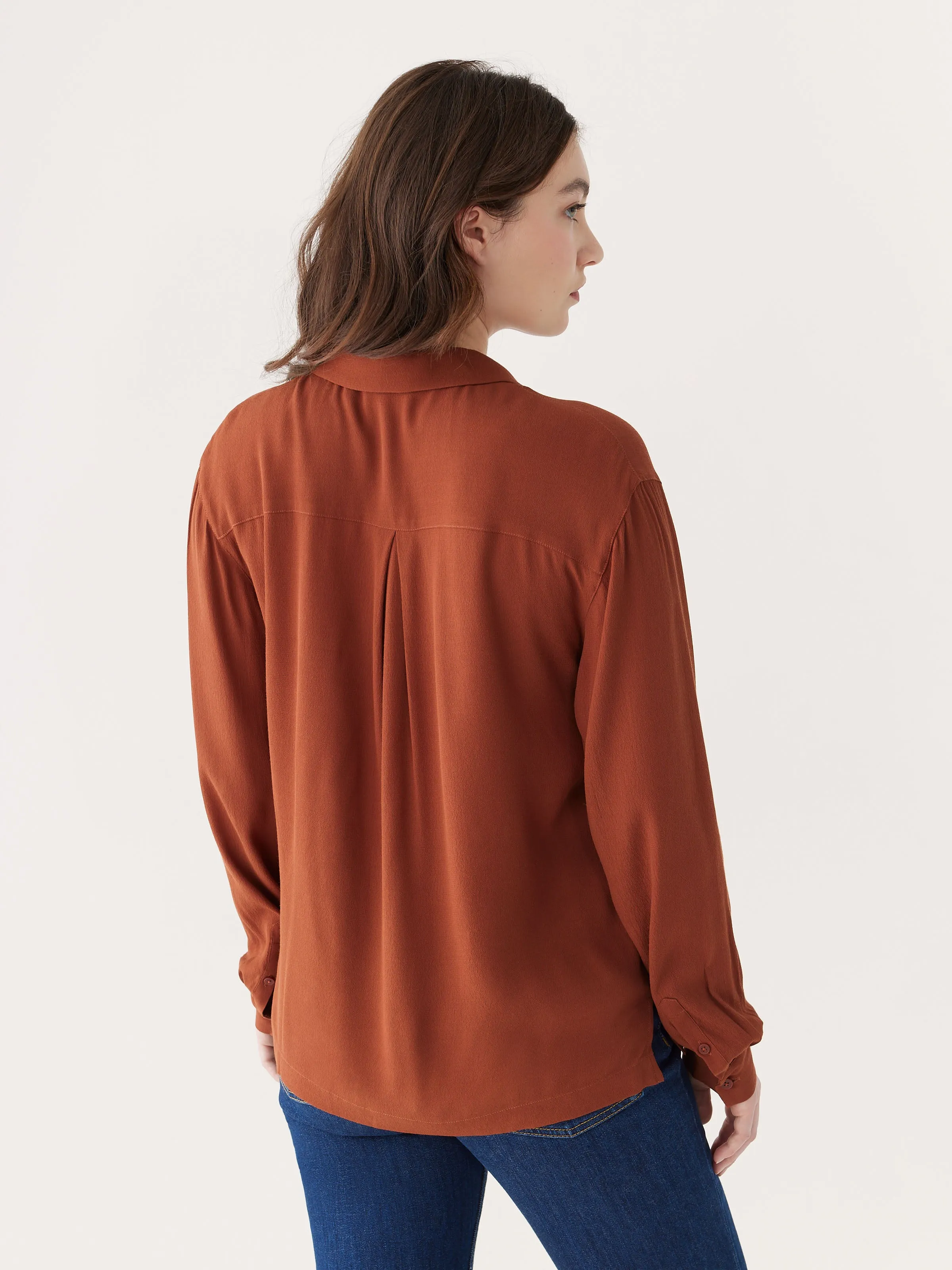 The Long Sleeve Camp Collar Blouse in Smoked Paprika