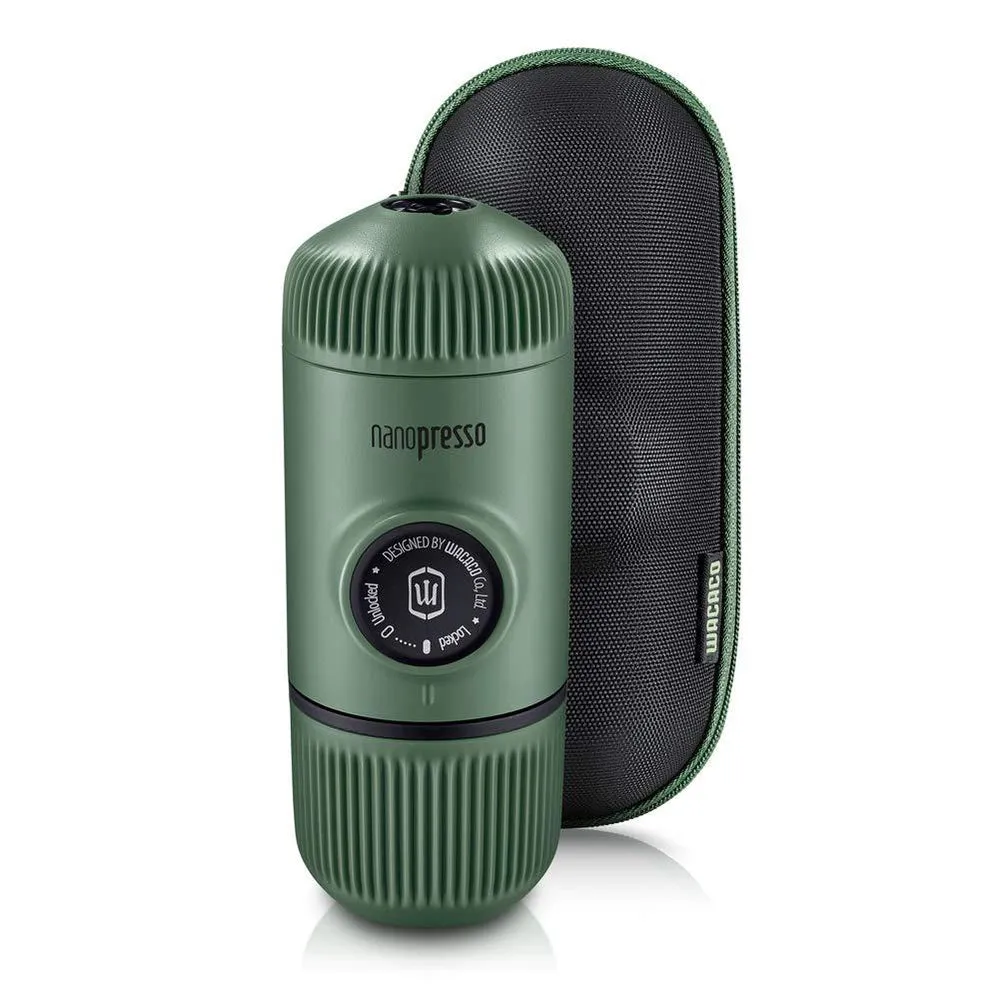 WACACO Elements Nanopresso Portable Espresso Maker with Protective Case (Manually Powered) - Moss Green