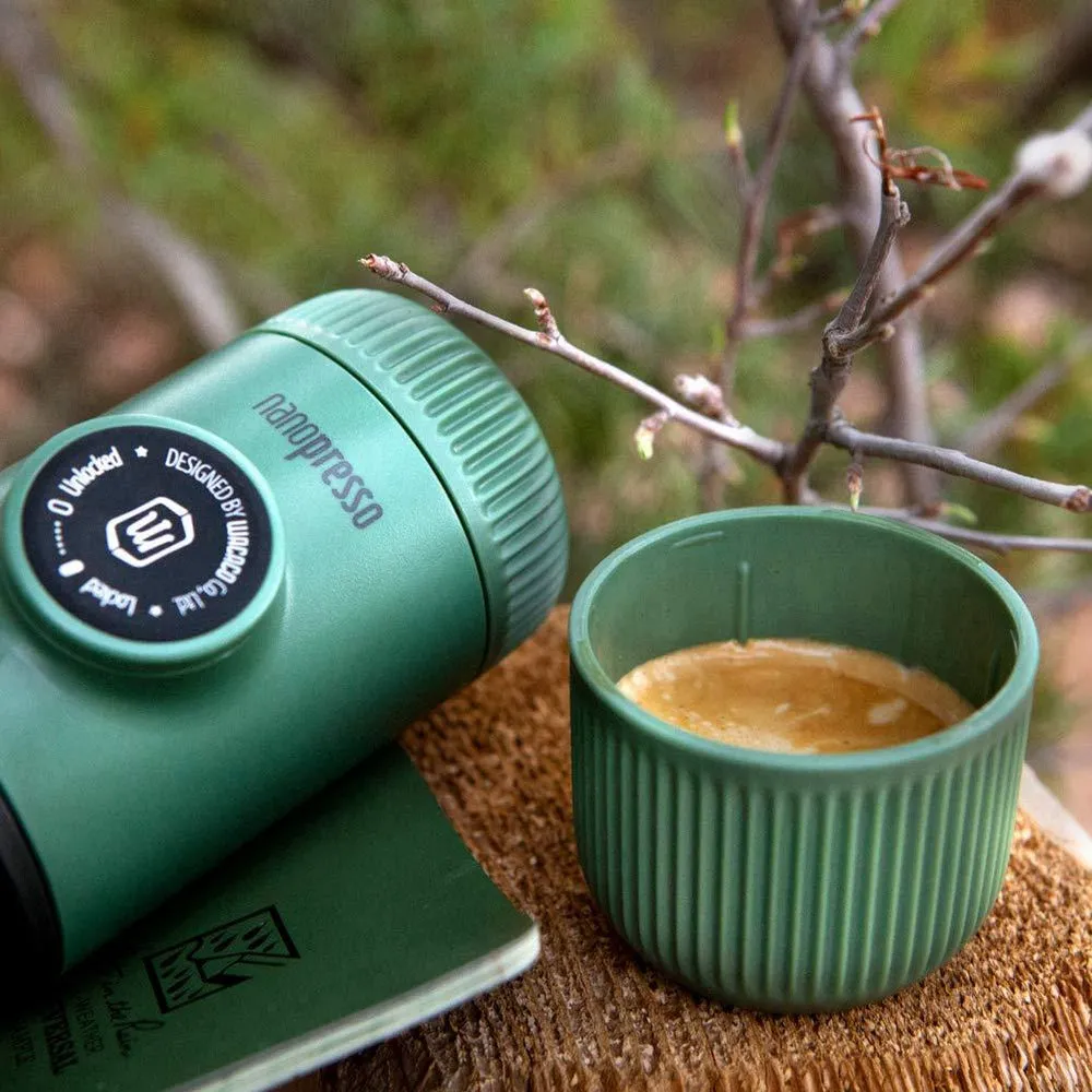 WACACO Elements Nanopresso Portable Espresso Maker with Protective Case (Manually Powered) - Moss Green