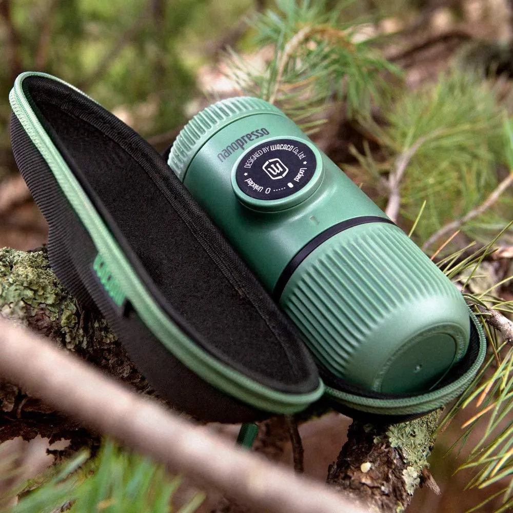 WACACO Elements Nanopresso Portable Espresso Maker with Protective Case (Manually Powered) - Moss Green
